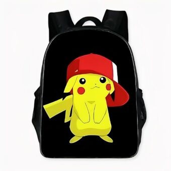 Zwarte Pikachu-rugzak met Pikachu-afbeelding. Goede kwaliteit en geweldig ontwerp.