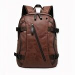 Compacte leren rugzak - Bruin - Leren rugzak