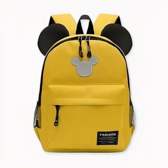 Kleurrijke Mickey-rugzak voor kinderen in geel, zwart en grijs, van goede kwaliteit en heel trendy.