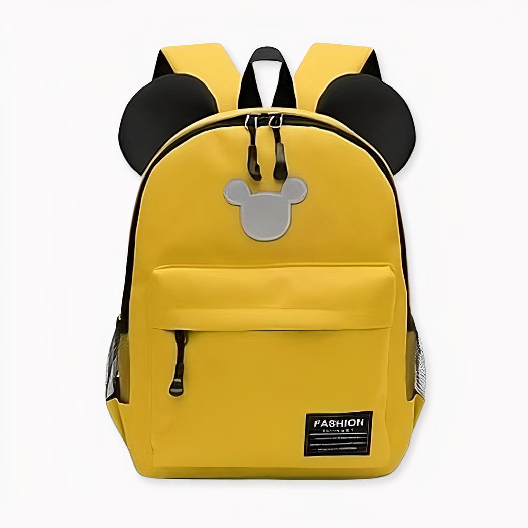 Kleurrijke Mickey-rugzak voor kinderen in geel, zwart en grijs, van goede kwaliteit en heel trendy.