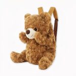 Bruine teddybeer kinderrugzak. Goede arbeidsomstandigheden en goede werkwijze.
