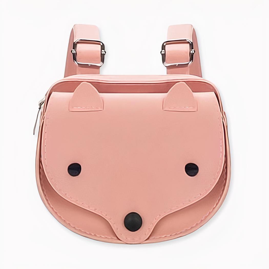 Een roze mini vossenrugzak voor kinderen. Goede kwaliteit en erg trendy.