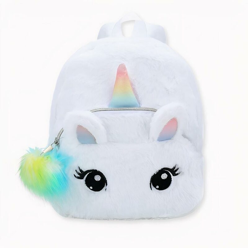 Sac_Ã _dos_enfant_tout_doux_licorne_2 Zachte, witte eenhoornrugzak voor kinderen. Goede kwaliteit en zeer trendy.
