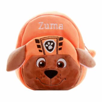 Zacht oranje Patrol kinderrugzak met witte achtergrond