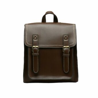 Vintage stijl satchel rugzak - Donkerbruin - Rugzak Schoolrugzak