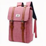 Vintage stijl stoffen rugzak - Roze - Schoolrugzak Laptop rugzak