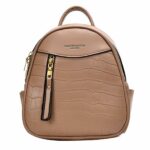 Kleine rugzak met krokodillenopdruk voor dames - Bruin - Leren handtas