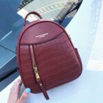 Kleine rugzak met krokodillenopdruk voor dames - Rood - Leren handtas