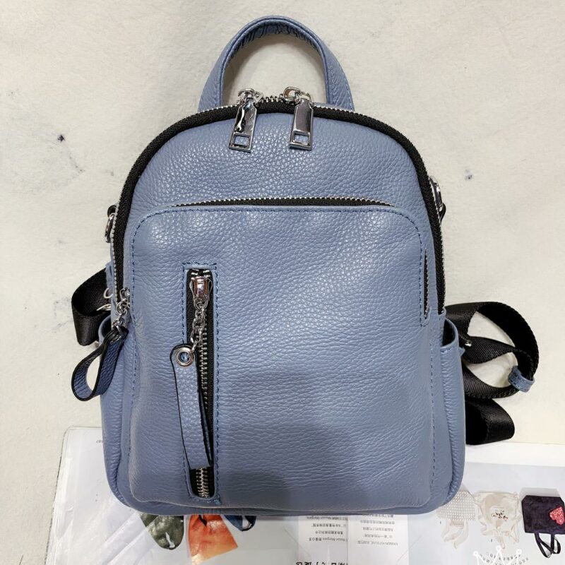 Kleine leren rugzak - Blauw - Handtas Rugzak