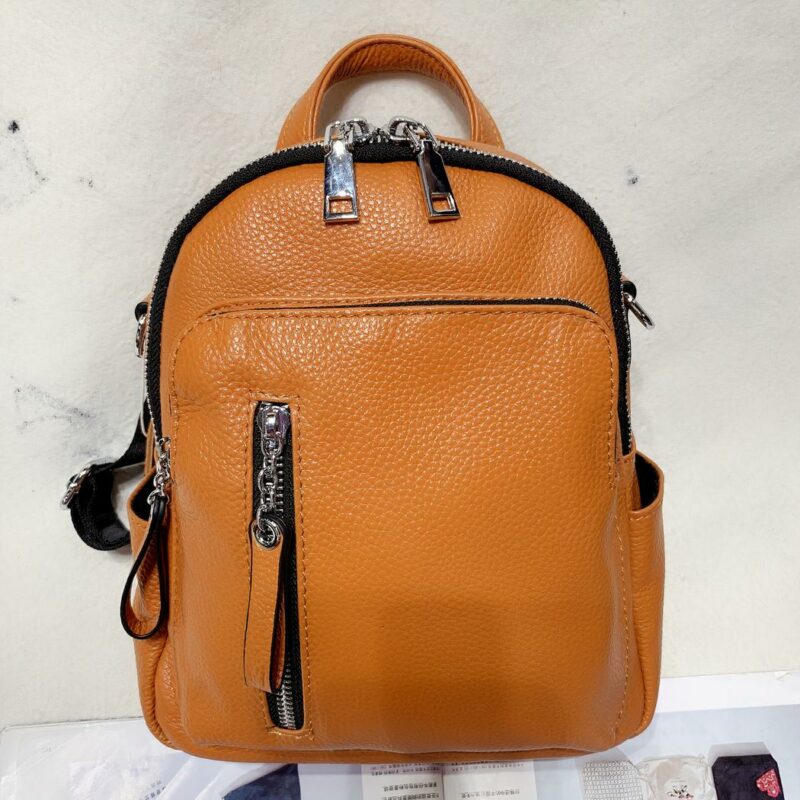 Kleine leren rugzak - Oranje - Bagage handtas
