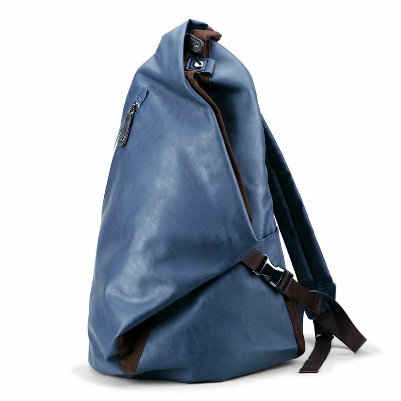 Zachte kunstlederen rugzak - Blauw - Handtas Rugzak