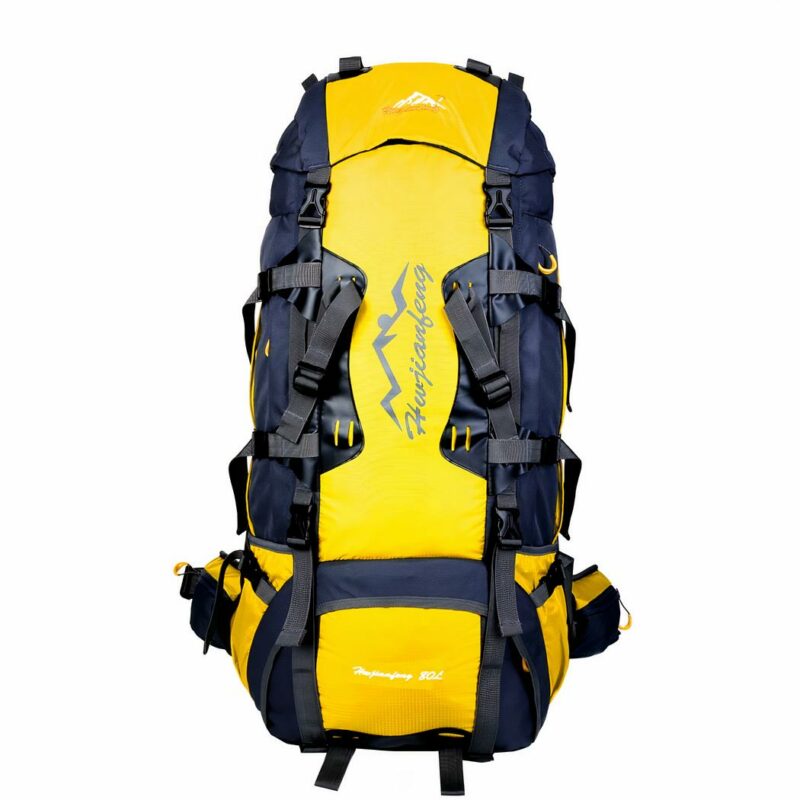 Grote wandelrugzak (80L) - Geel - Rugzak Wandelrugzak