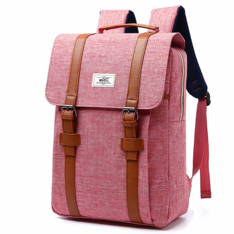 Vintage canvas tas - Roze - Laptop rugzak School rugzak