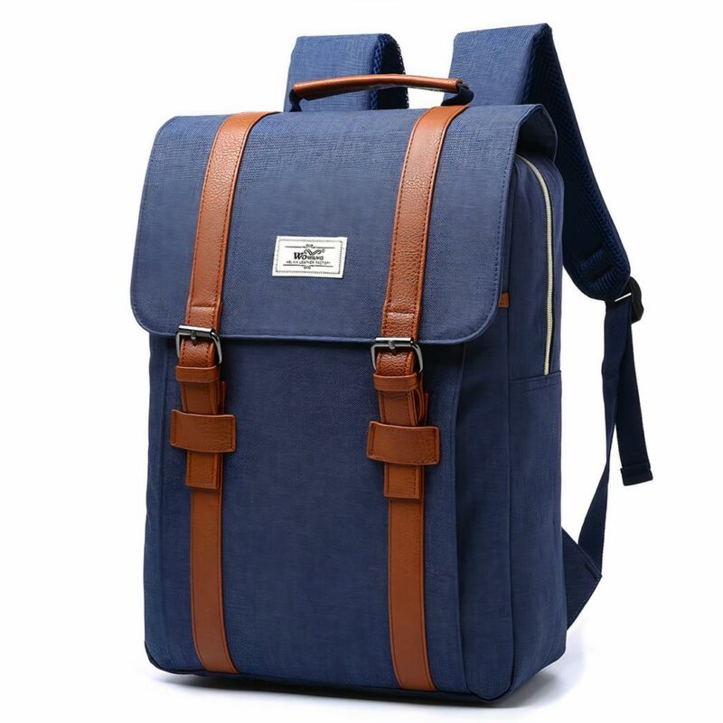 Vintage canvas tas - Blauw - Schoolrugzak Rugzak
