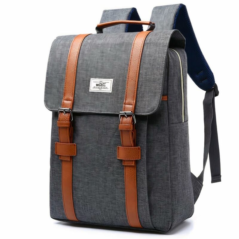 Vintage canvas tas - Grijs - Rugzak Schoolrugzak