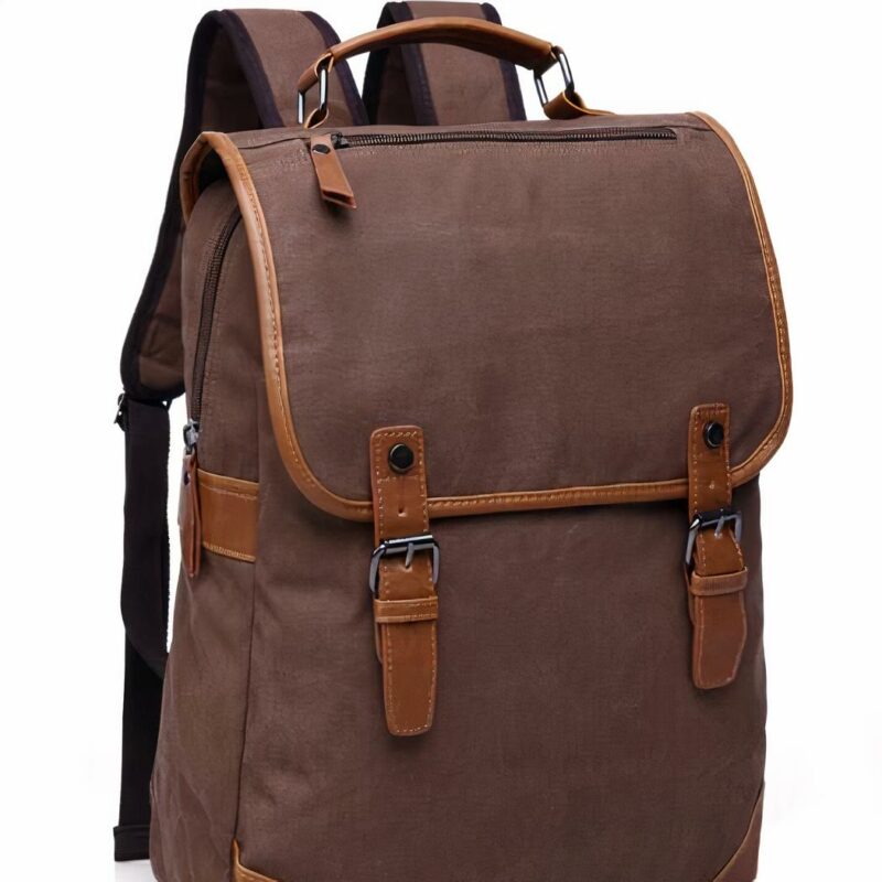 Herenrugzak van vintage canvas - Bruin - Rugzak Laptoprugzak