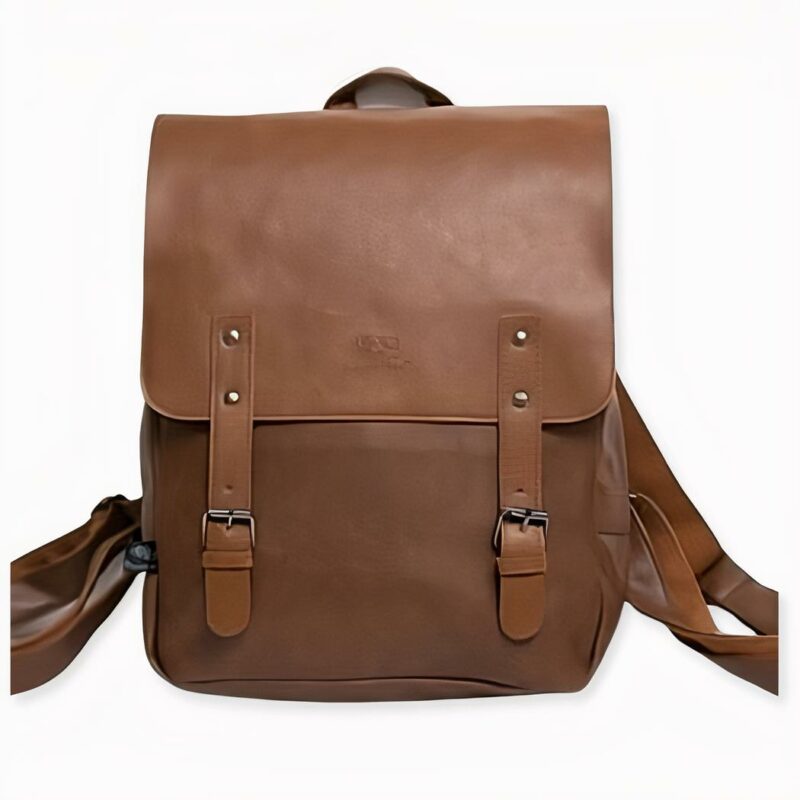 Compact PU leren rugzak - Oranje - Vegan draagtas