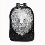Rugzak met leeuwenkop in 3D reliëf - Zilver - Rugzak Laptoprugzak