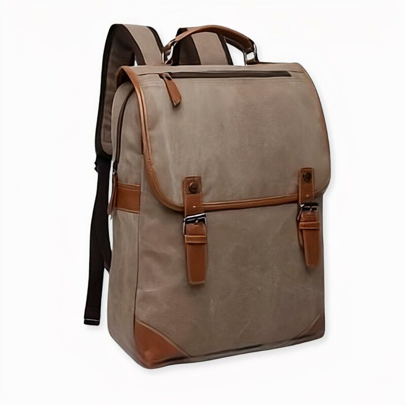 Herenrugzak van vintage canvas - Grijs - Laptoprugzak Schoolrugzak