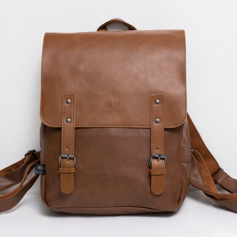 Compacte PU leren rugzak - Oranje - Vegan draagtas
