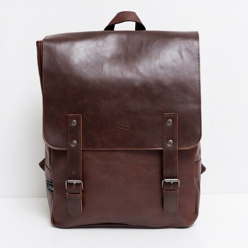 Compacte PU leren rugzak - Bruin - Schoolrugzak Rugzak