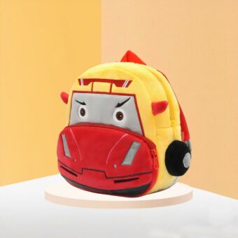 Pluche brandweerauto rugzak - Oranje - Pluche Kinderrugzak
