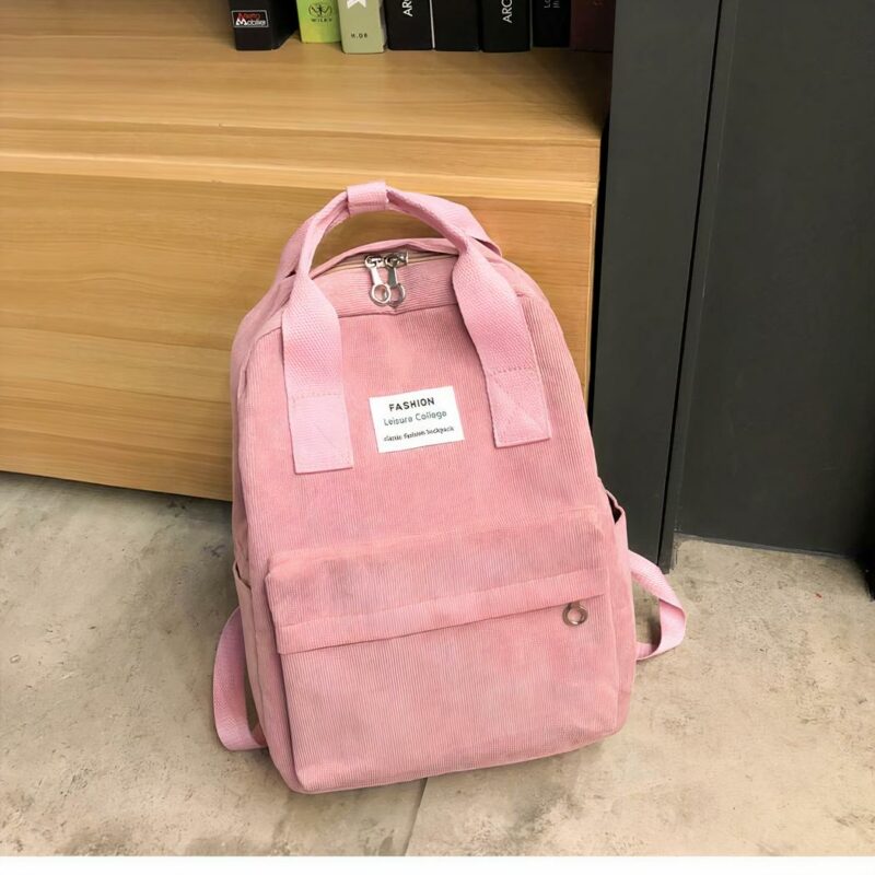 Damesrugzak in corduroy - Roze - Schoolrugzak Rugzak