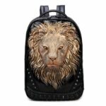 Rugzak met leeuwenkop in 3D reliëf - Bruin - Rugzak Schoolrugzak