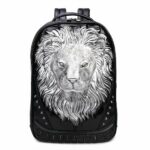 Rugzak met leeuwenkop in 3D reliëf - Zilver - Rugzak Laptoprugzak