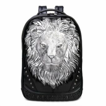 Rugzak met leeuwenkop in 3D reliëf - Zilver - Rugzak Laptoprugzak