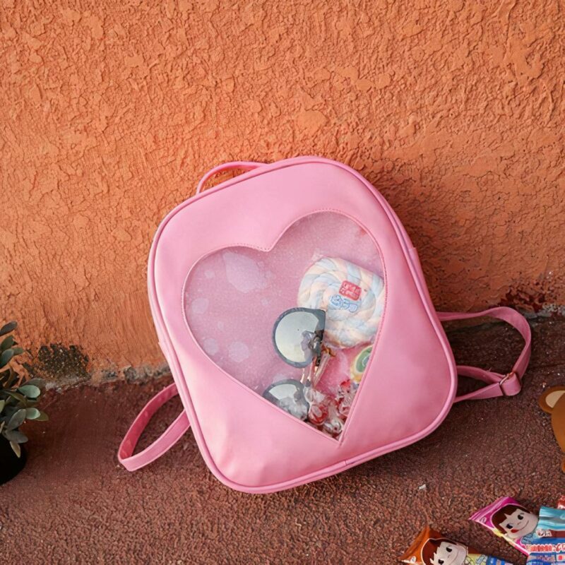 Transparante kinderrugzak met hartjespatroon - Roze - Rugzakken Handtassen