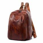 Vintage dames rugzak van PU leer - Bruin - Rugzak Tas