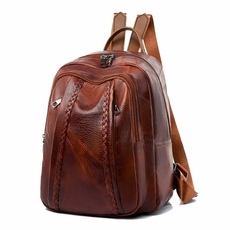 Vintage dames rugzak van PU leer - Bruin - Rugzak Tas