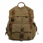 Vintage canvas rugzak - Militair groen - Wandelrugzak Rugzak