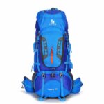 Grote blauwe wandelrugzak met witte achtergrond
