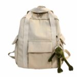 Damesrugzak met mini kikker pluche sleutelhanger