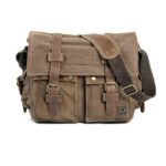 Canvas en lederen tas voor heren - Bruin - Messenger bag Schoudertas