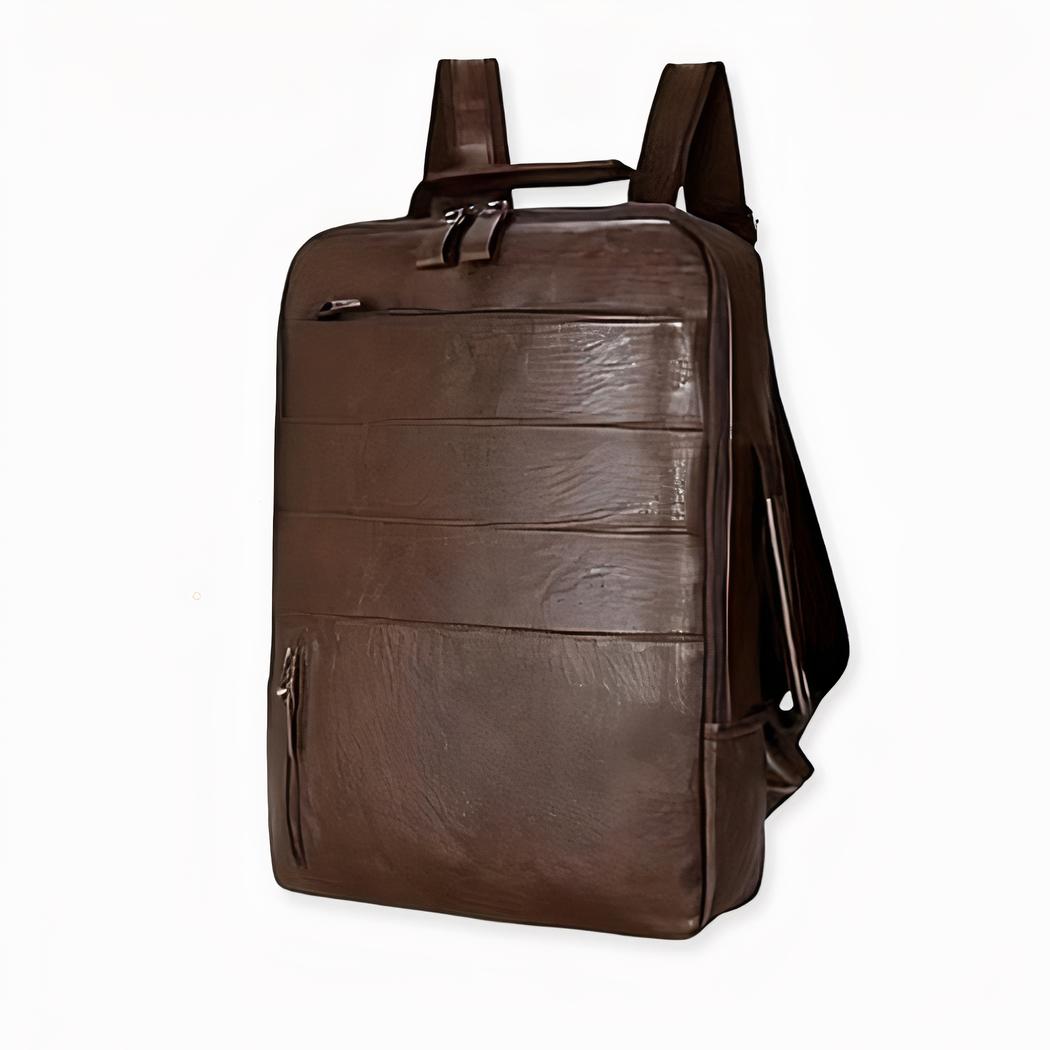 Casual bruine laptop rugzak met witte achtergrond