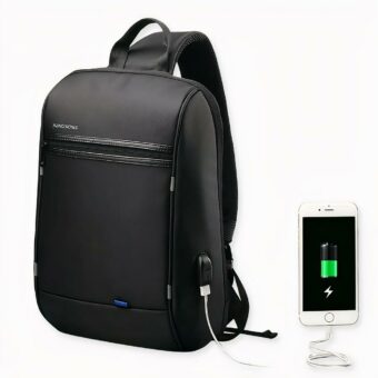 Gestroomlijnde zwarte rugzak met laptopvak - Laptoprugzak Laptoptas