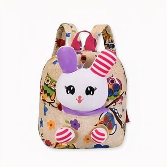 Kinderrugzak met schattig veelkleurig konijn. Goede prestaties en geweldig ontwerp.