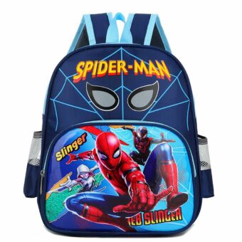 Spiderman en vrienden blauwe schoolrugzak met witte achtergrond