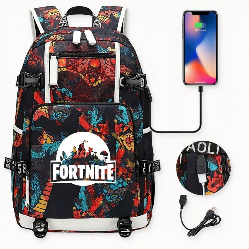Fortnite waterdichte rugzak met USB-stekker - Los Angeles Lakers rugzak