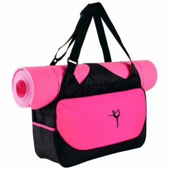 Multifunctionele roze yoga rugzak met witte achtergrond