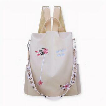 Bekijk deze mooie geborduurde rugzak met bloemen voor dames. Hij heeft meer dan één truc achter de hand! In deze rugzak passen een computer, boeken en alles wat u nodig heeft om te studeren en te werken. Dankzij het waterdichte materiaal hoeft u zich geen zorgen te maken of uw computer wel veilig is.