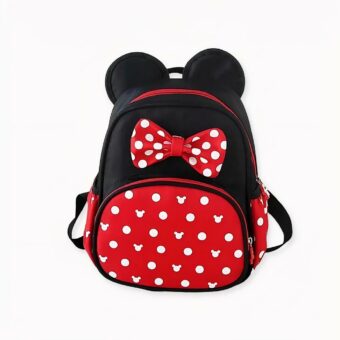 Rood met zwarte Minnie Mouse minirugzak, goede kwaliteit en erg trendy.