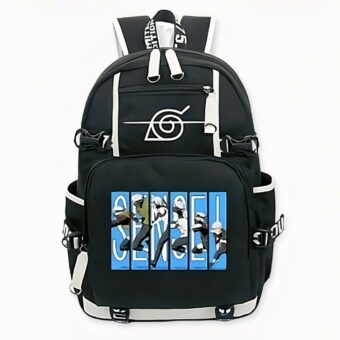 Zwarte Kakashi Hatake dekenzak met blauw aanvalsmotief. Goede kwaliteit en geweldige stijl.