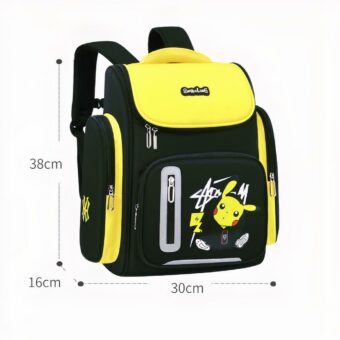Pokémon Go Pikachu reflecterende schooltas voor kinderen in geel en zwart met witte achtergrond