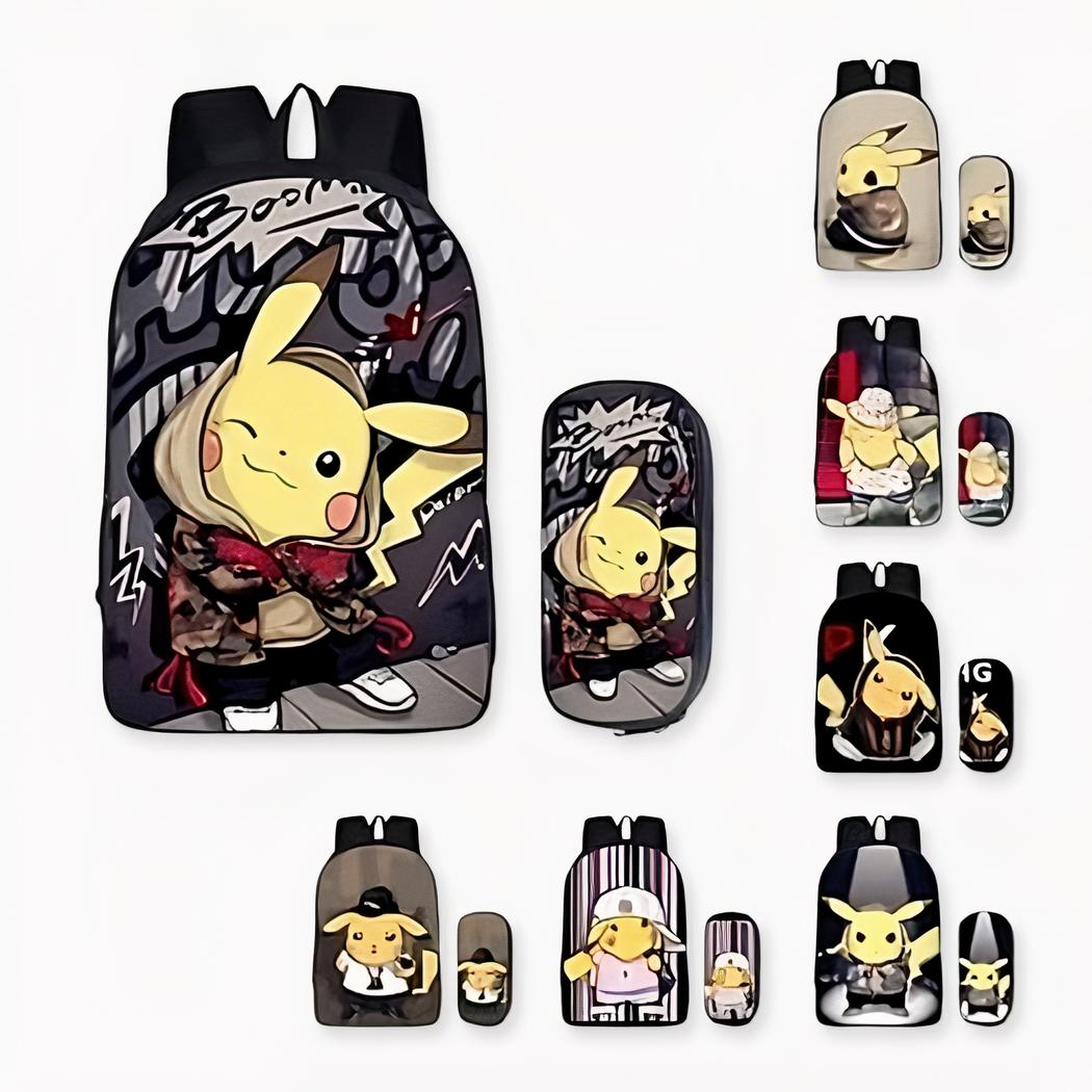 Pokemon Pikachu kinderrugzak met bijpassende etui met ontwerp op de voorkant.