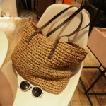 Bohemien geweven stro strandtas voor vrouwen met bril