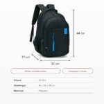 Zwarte schoolrugzak voor kinderen, afmetingen 44 × 32 × 19 cm